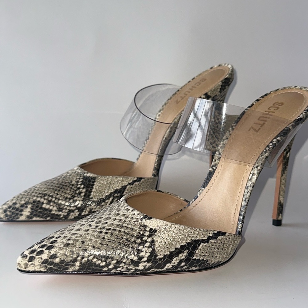 Schutz Snakeskin Slide  Heel 10B Sionne Mule in Natural